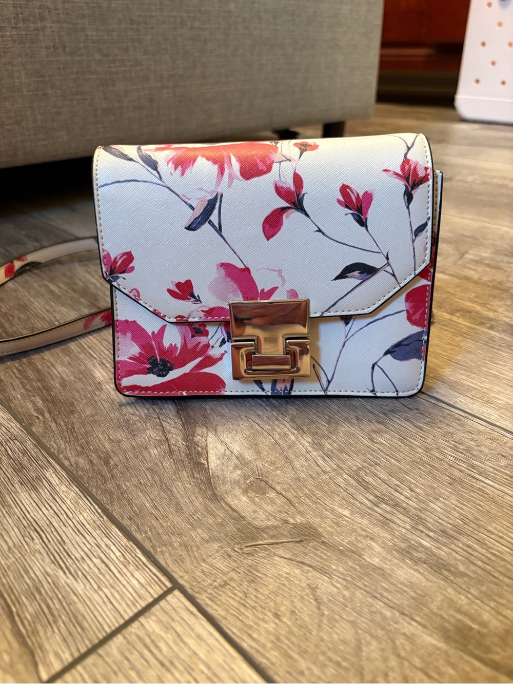 Ivanka Trump White Floral Crossbody with Pink Accents